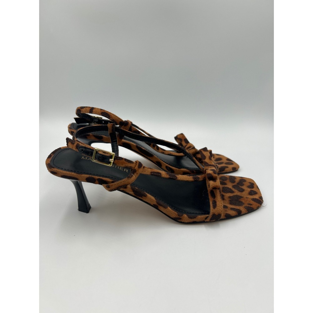 Marc Fisher LTD Dalary Leopard Print T-Strap Kitten Heel Sandals Square Toe 8 - Picture 3 of 8